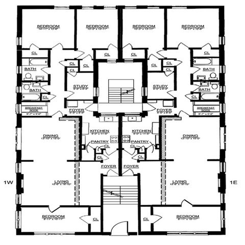 Floor plan for 3 beds, 3 baths, 1606 sqft